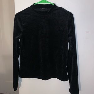 Black Velvet Long Sleeve Mock Turtle Neck Top